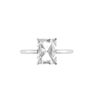 Minimalist Emerald-Cut White Topaz Ring in 18K White Gold (3.5ct)