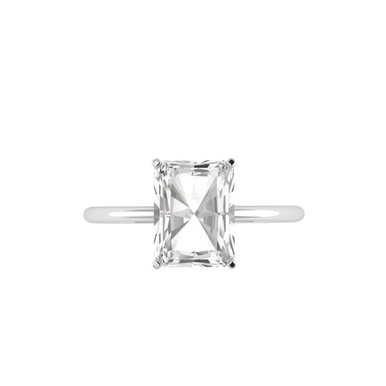 Minimalist Emerald-Cut White Topaz Ring in 18K White Gold (3.5ct)
