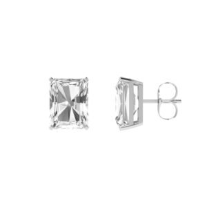 Minimalist Emerald-Cut White Topaz Earrings in 18K White Gold (7ct)