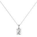 Minimalist Emerald-Cut White Topaz Pendant in 18K White Gold (3.5ct)