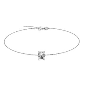 Minimalist Emerald-Cut White Topaz Bracelet in 18K White Gold (3.5ct)