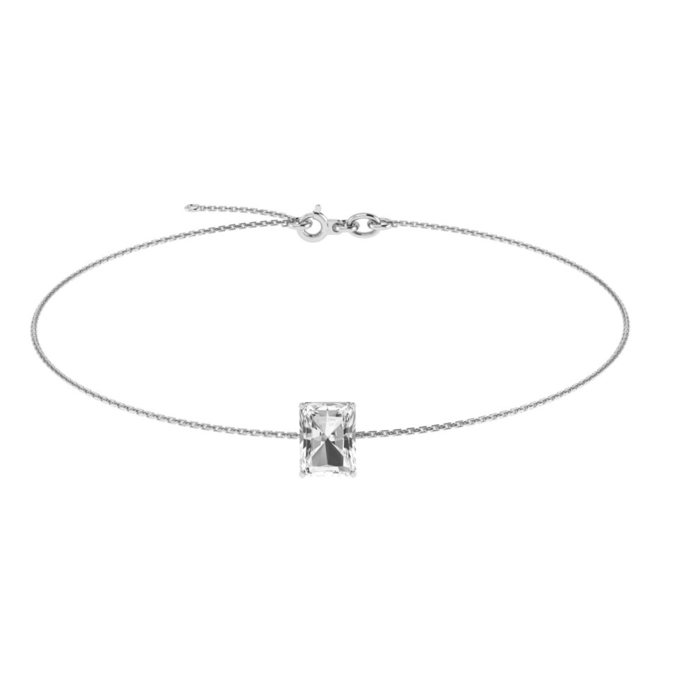 Minimalist Emerald-Cut White Topaz Bracelet in 18K White Gold (3.5ct)