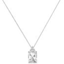 Trio Minimalist Emerald-Cut White Topaz Necklace with Elegant Diamond Side Accents in 18K White Gold (3.5ct)
