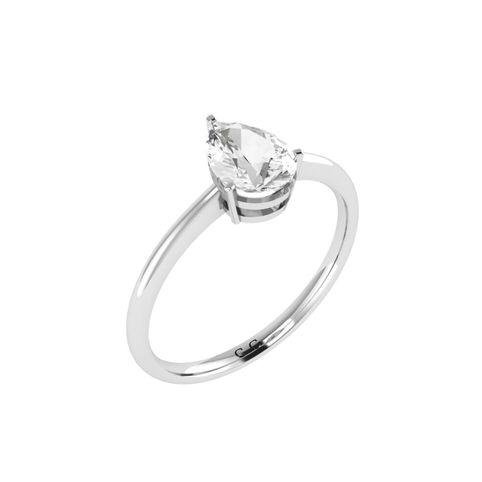 Minimalist Pear White Topaz Ring in 18K White Gold (3.5ct)