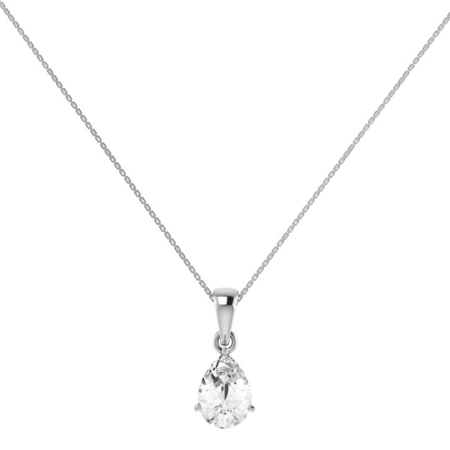 Minimalist Pear White Topaz Pendant in 18K White Gold (3.5ct)