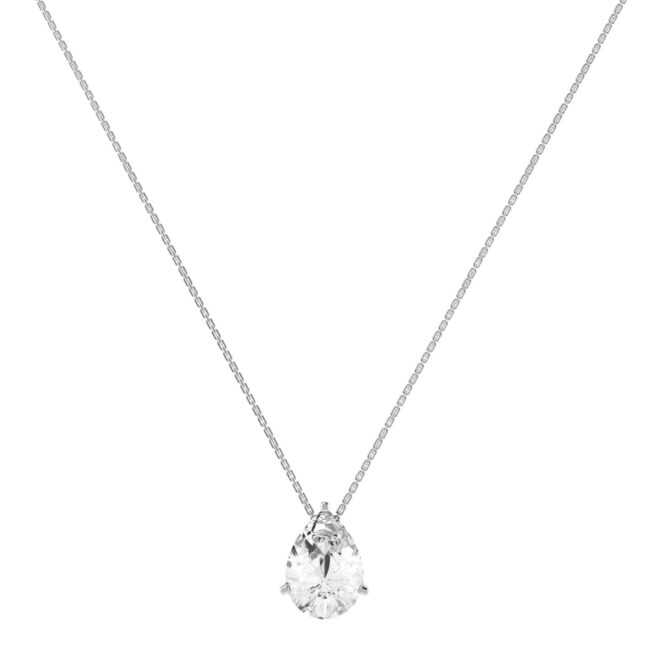 Minimalist Pear White Topaz Necklace in 18K White Gold (3.5ct)