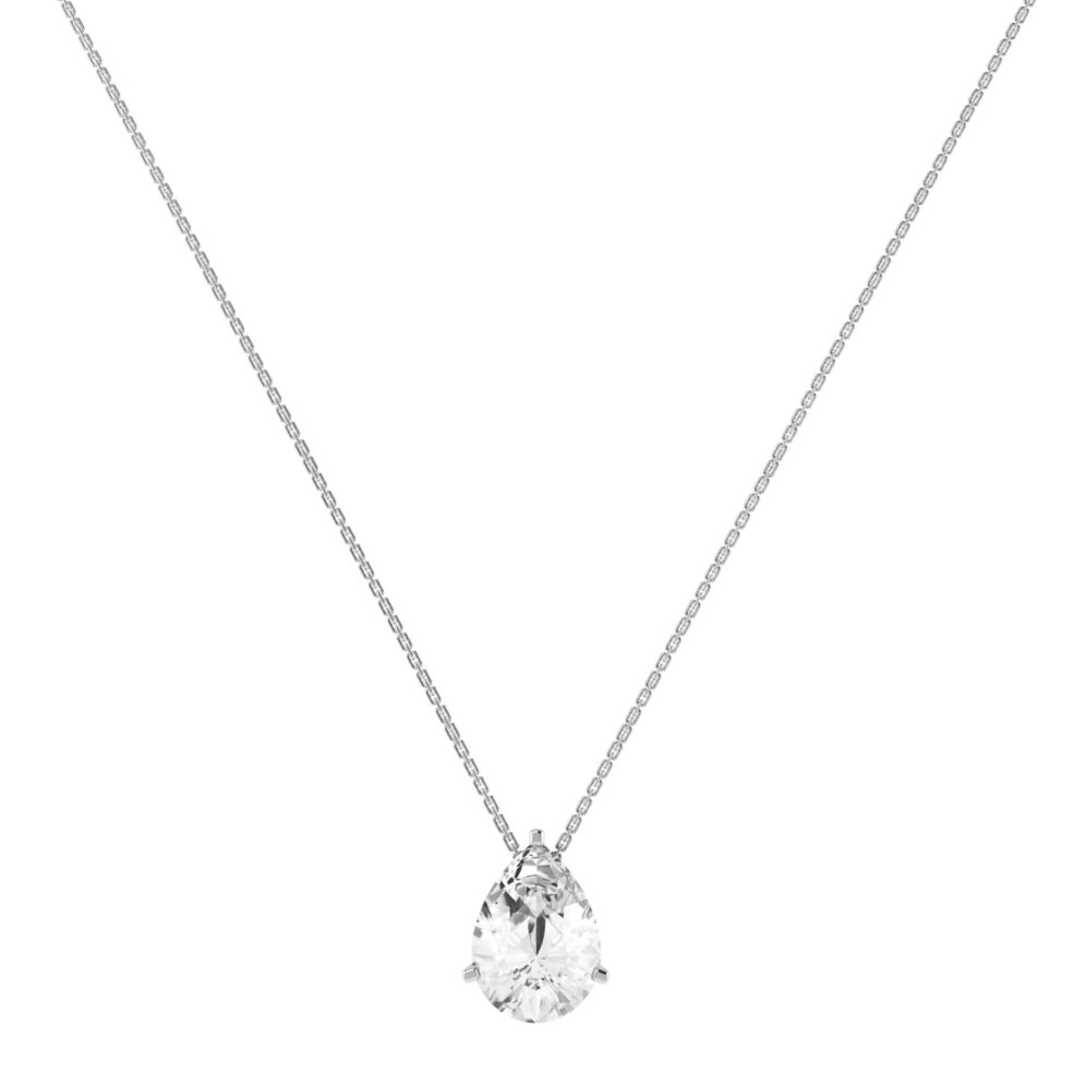 Minimalist Pear White Topaz Necklace in 18K White Gold (3.5ct)