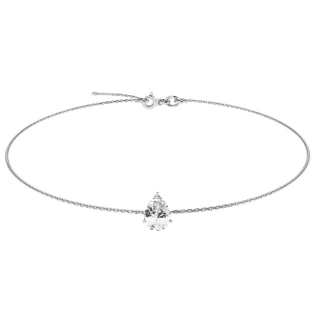 Minimalist Pear White Topaz Bracelet in 18K White Gold (3.5ct)