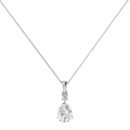Minimalist Pear White Topaz and Sparkling Diamond Pendant in 18K White Gold (3.5ct)