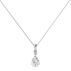 Minimalist Pear White Topaz and Sparkling Diamond Pendant in 18K White Gold (3.5ct)