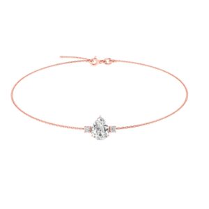 Minimalist Pear White Topaz and Sparkling Diamond Bracelet in 18K White Gold (3.5ct)