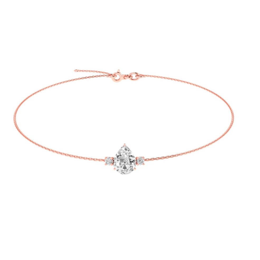 Minimalist Pear White Topaz and Sparkling Diamond Bracelet in 18K White Gold (3.5ct)