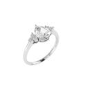 Minimalist Pear White Topaz and Sparkling Diamond Ring in 18K White Gold (3.5ct)