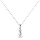 Minimalist Pear White Topaz and Sparkling Diamond Pendant in 18K White Gold (3.5ct)