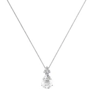 Minimalist Pear White Topaz and Sparkling Diamond Necklace in 18K White Gold (3.5ct)