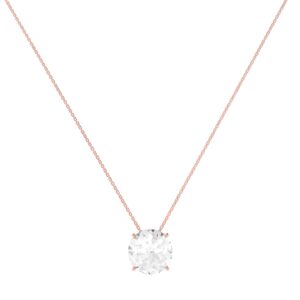 Radiant Essence Round White Topaz Necklace in 18k Gold