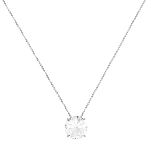 Radiant Essence Round White Topaz Necklace in 18k Gold