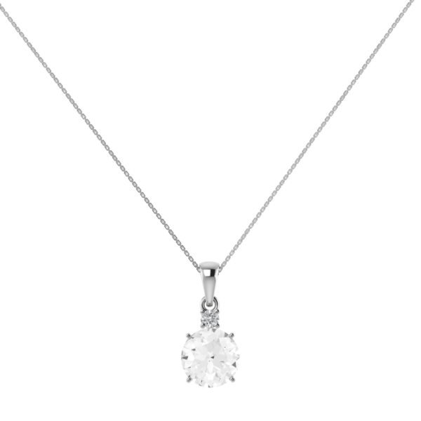 Diamond Embrace White Topaz Pendant in 18K Gold