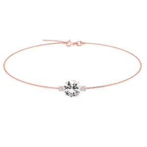 Diamond Halo Radiant White Topaz Bracelet in 18k Gold
