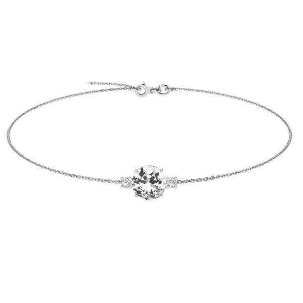 Diamond Halo Radiant White Topaz Bracelet in 18k Gold