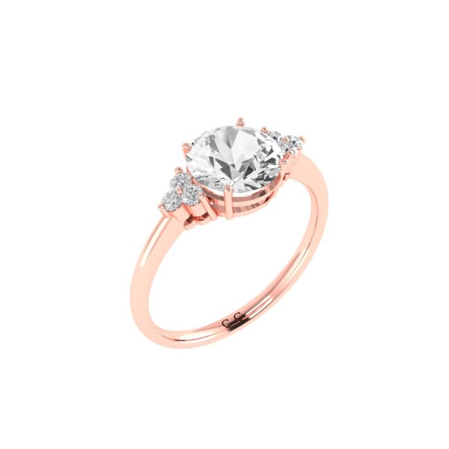 Triple Diamond White Topaz Splendor Ring in 18K Gold - Image 2