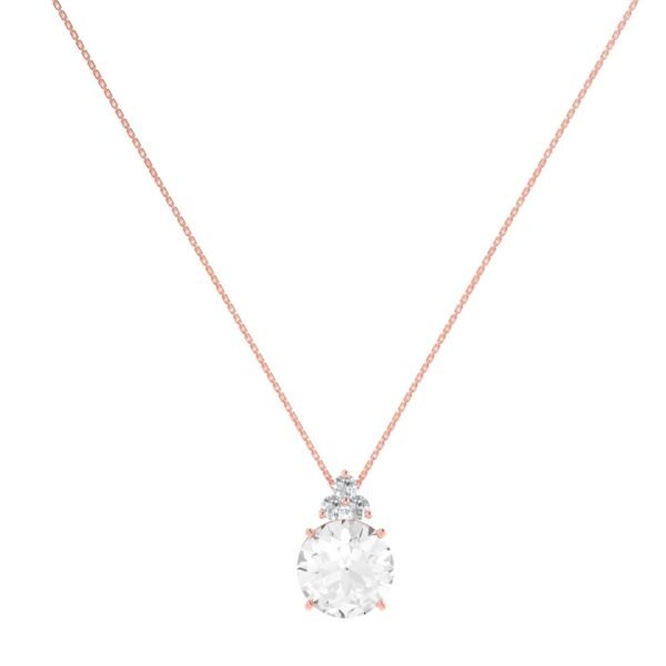 Trinity Sparkle Round White Topaz Necklace in 18k Gold