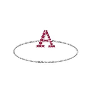 A-Z Alphabet Ring with Ruby in 18K Gold