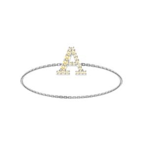 A-Z Alphabet Ring with Citrine in 18K Gold