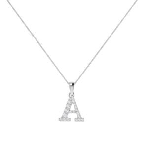A-Z Alphabet Pendant with Diamonds in 18K Gold
