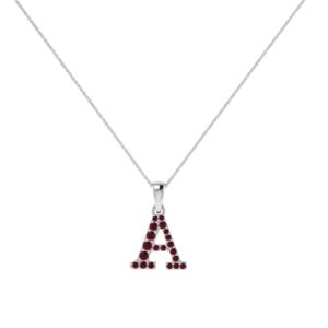 A-Z Alphabet Pendant with Garnet in 18K Gold