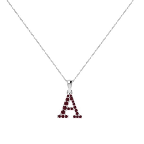 A-Z Alphabet Pendant with Garnet in 18K Gold