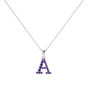 A-Z Alphabet Pendant with Amethyst in 18K Gold