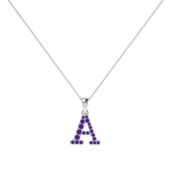 A-Z Alphabet Pendant with Amethyst in 18K Gold