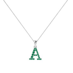 A-Z Alphabet Pendant with Emerald in 18K Gold
