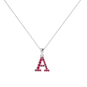 A-Z Alphabet Pendant with Ruby in 18K Gold