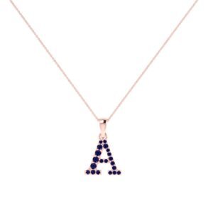 A-Z Alphabet Pendant with Blue Sapphire in 18K Gold
