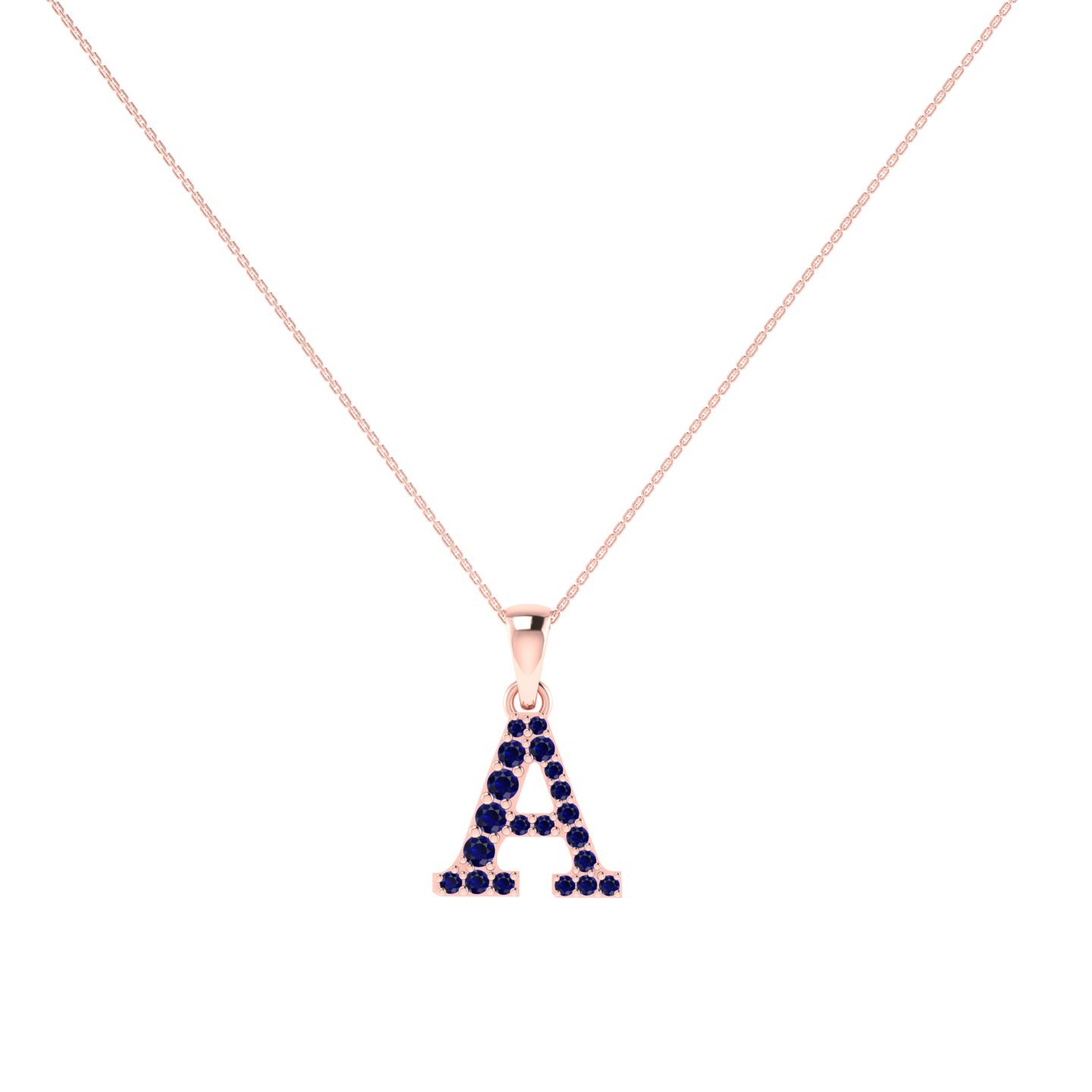 A-Z Alphabet Pendant with Blue Sapphire in 18K Gold - Image 3