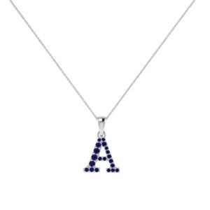 A-Z Alphabet Pendant with Blue Sapphire in 18K Gold