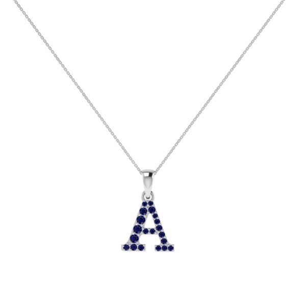 A-Z Alphabet Pendant with Blue Sapphire in 18K Gold