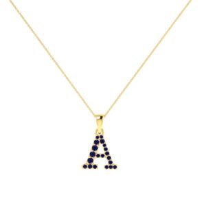 A-Z Alphabet Pendant with Blue Sapphire in 18K Gold