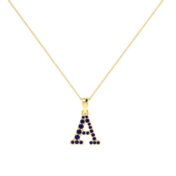 A-Z Alphabet Pendant with Amethyst in 18K Gold