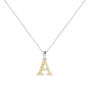 A-Z Alphabet Pendant with Citrine in 18K Gold