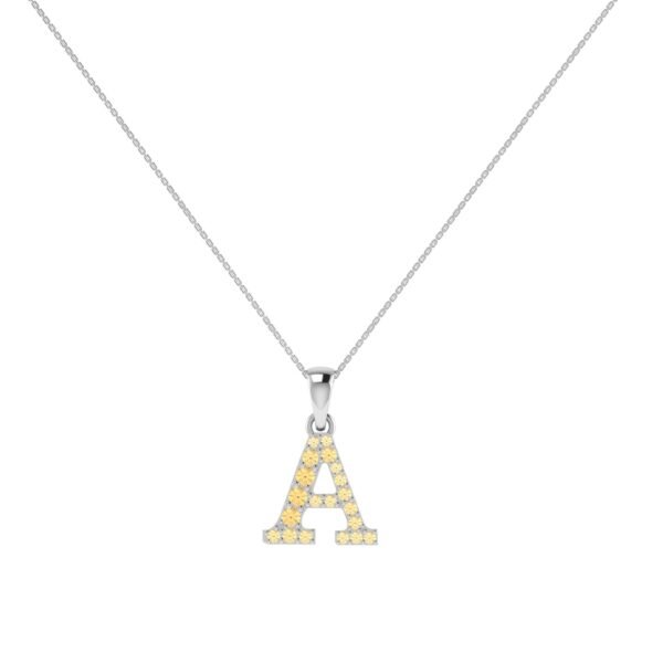 A-Z Alphabet Pendant with Citrine in 18K Gold