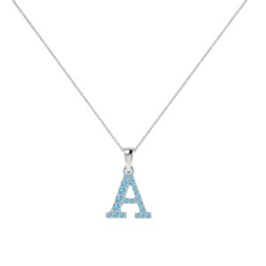 A-Z Alphabet Pendant with Blue Topaz in 18K Gold