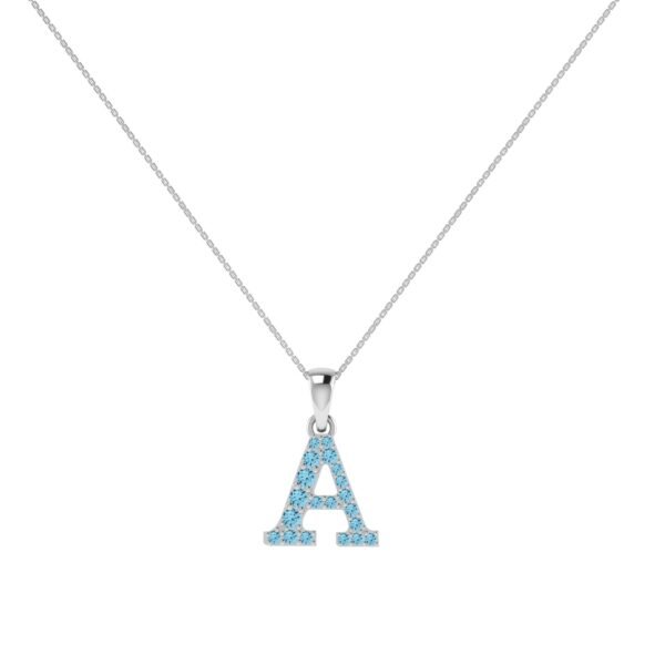 A-Z Alphabet Pendant with Blue Topaz in 18K Gold