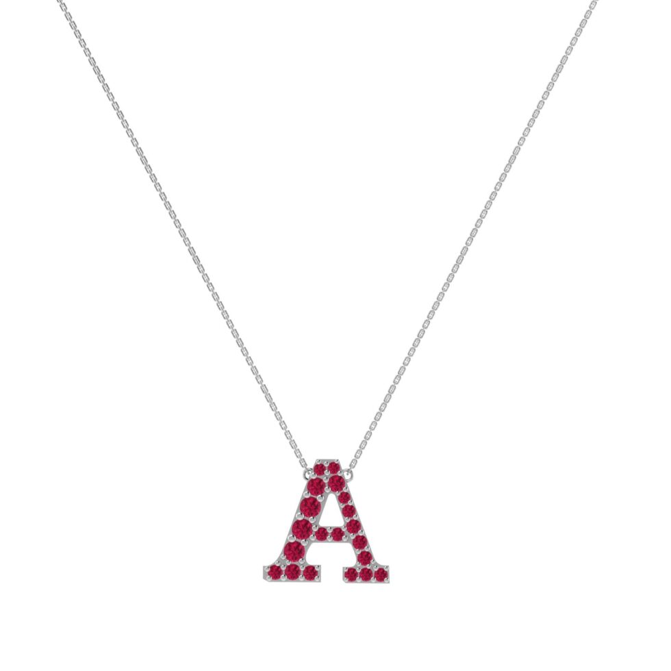 A-Z Alphabet Necklace with Ruby in 18K Gold