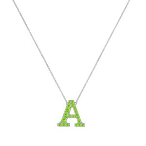 A-Z Alphabet Necklace with Peridot in 18K Gold