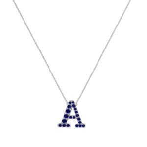 A-Z Alphabet Necklace with Blue Sapphire in 18K Gold