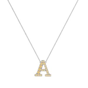 A-Z Alphabet Necklace with Citrine in 18K Gold