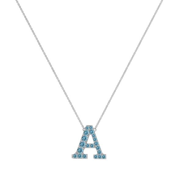 A-Z Alphabet Necklace with Blue Topaz in 18K Gold